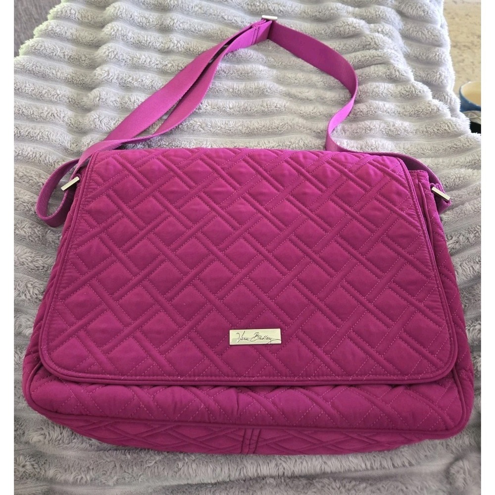 Vera Bradley Plum Quilted 16" Laptop Bag Messenger Computer Travel NEW WITH TAGS